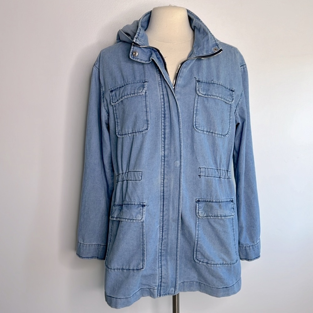 1 Sunset Lane lightweight denim utility jacket size large - Picture 2 of 10